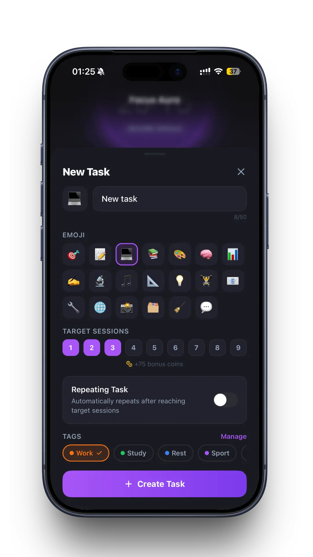 Focus Aura — Task creation