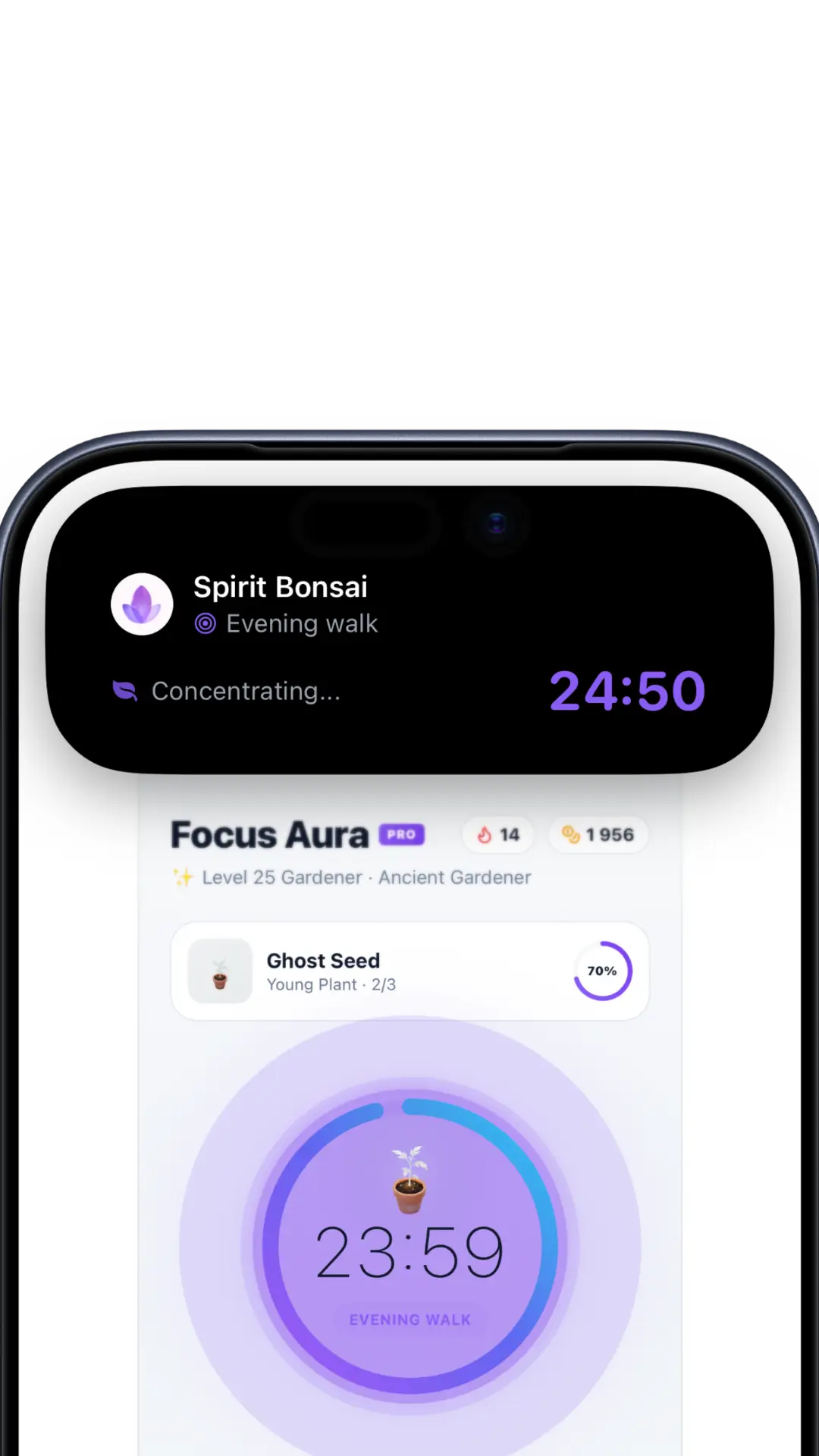 Focus Aura — Dynamic Island with timer