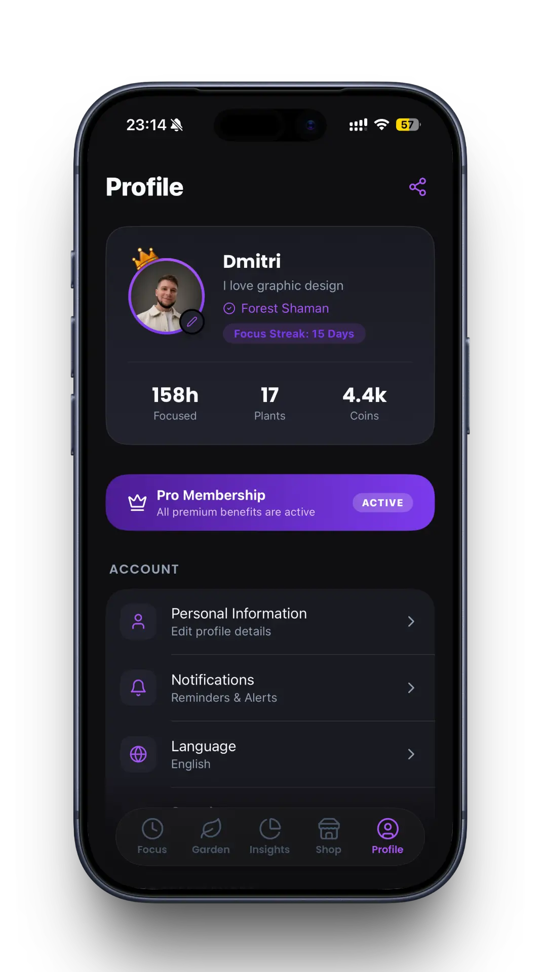 Focus Aura — User profile